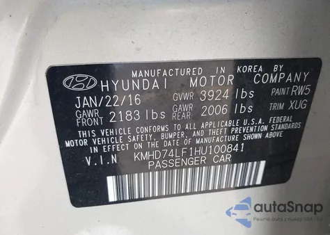 2017 Hyundai Elantra Se from USA, damaged, VIN KMHD74LF1HU100841